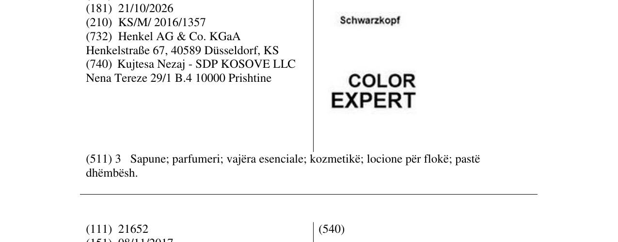 Zëri i markës COLOR EXPERT Schwarzkopf në buletin
