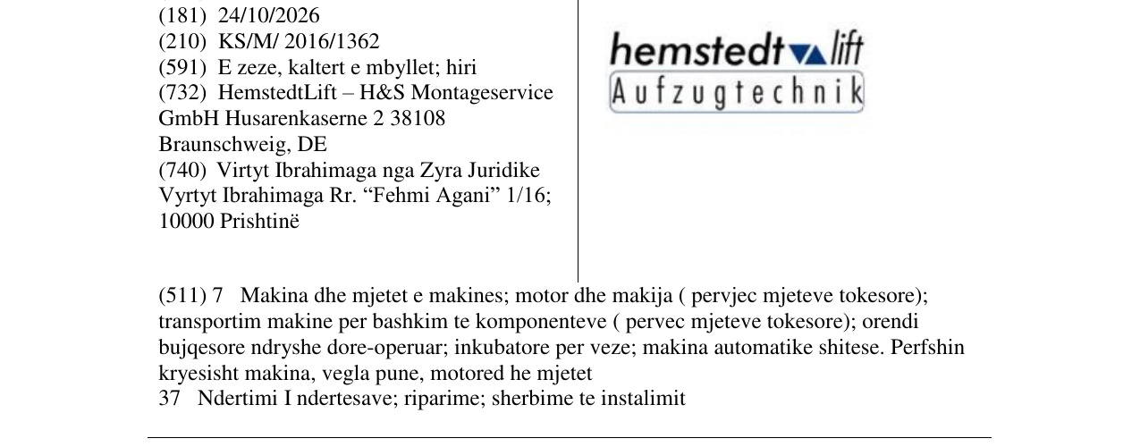 Zëri i markës hemstedt lift Aufzugtechnik në buletin
