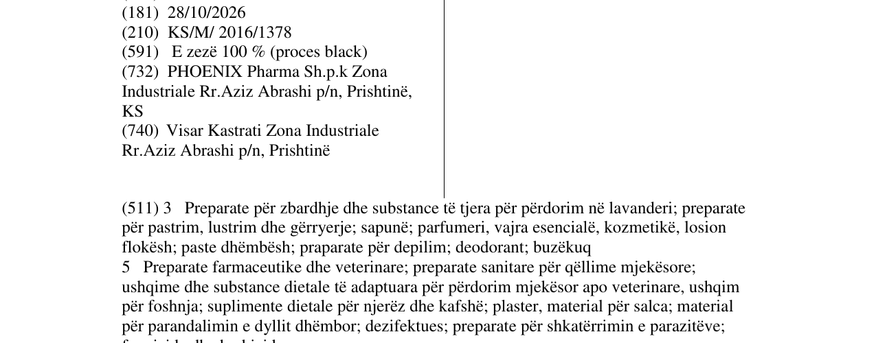 Zëri i markës PHOENIX Pharma në buletin