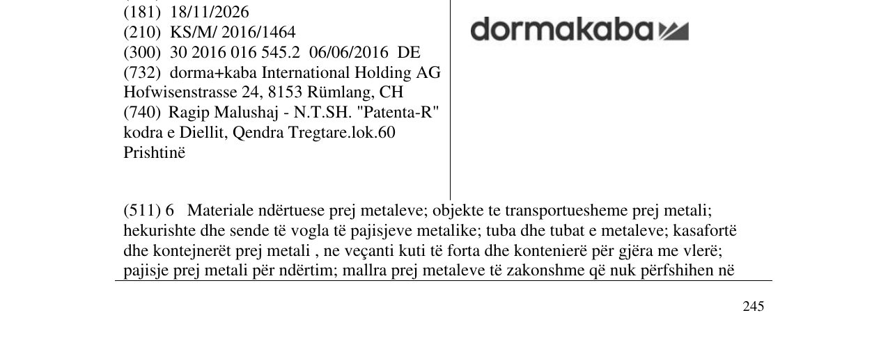 Zëri i markës dormakaba në buletin