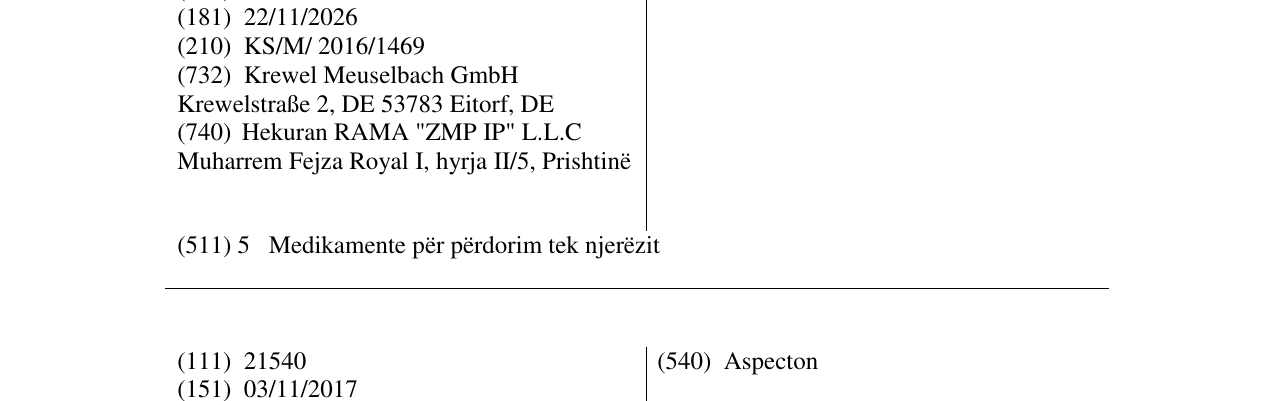 Zëri i markës Hedelix në buletin