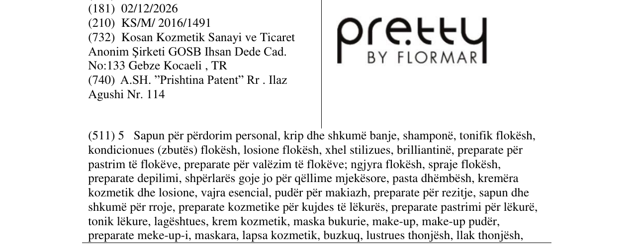 Zëri i markës pretty BY FLORMAR në buletin