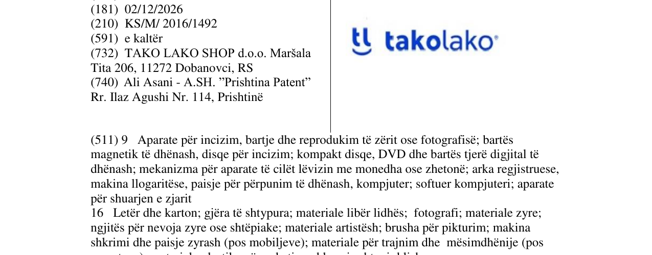 Zëri i markës tl takolako në buletin