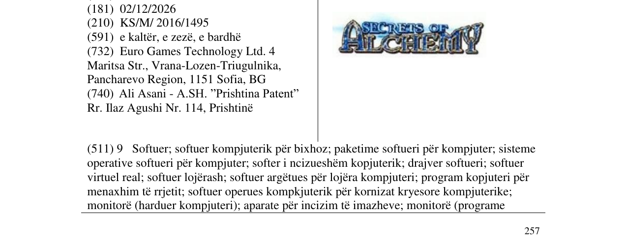 Zëri i markës SECRETS OF ALCHEMY në buletin
