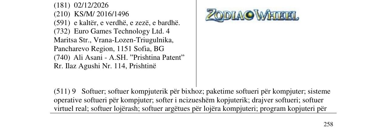 Zëri i markës ZODIAC WHEEL në buletin