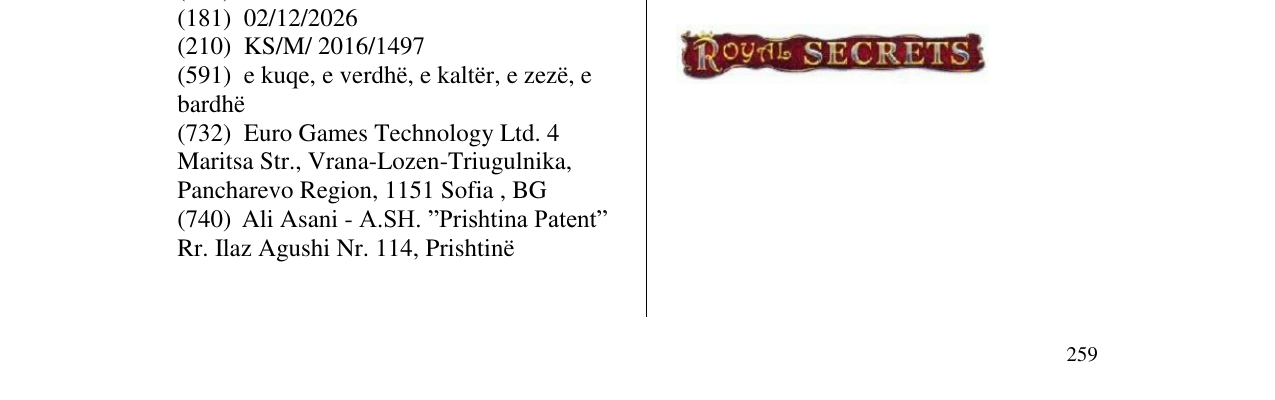 Zëri i markës ROYAL SECRETS në buletin