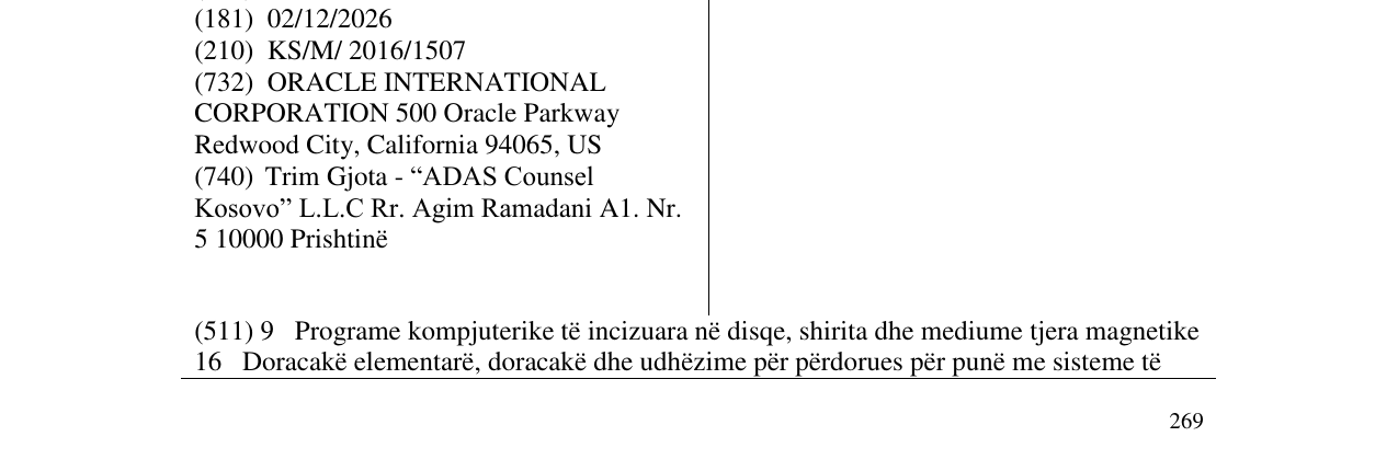Zëri i markës ORACLE në buletin