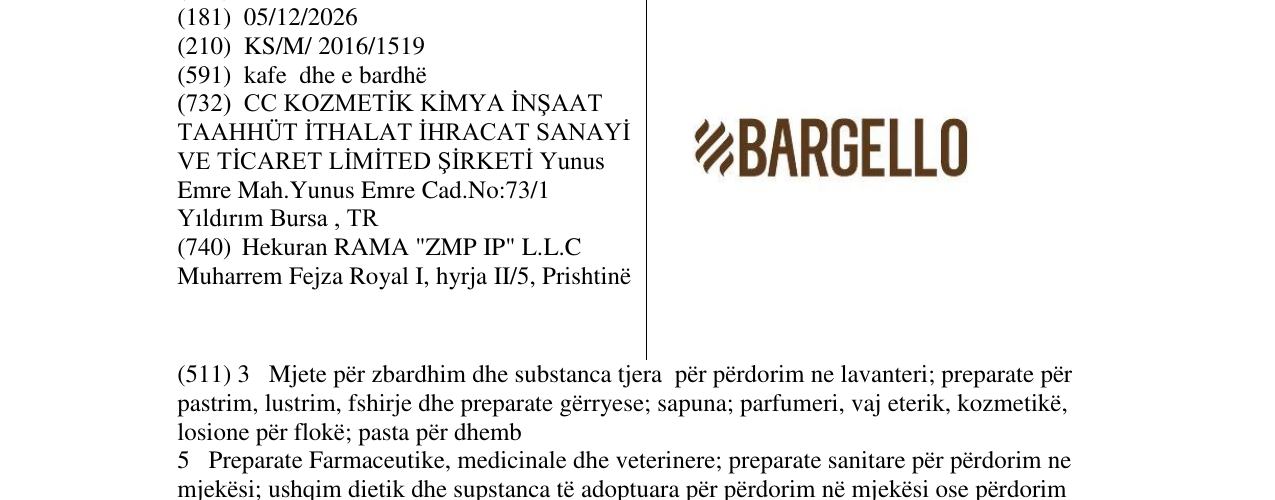 Zëri i markës BARGELLO në buletin