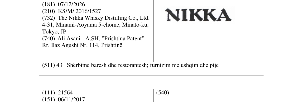 Zëri i markës NIKKA në buletin