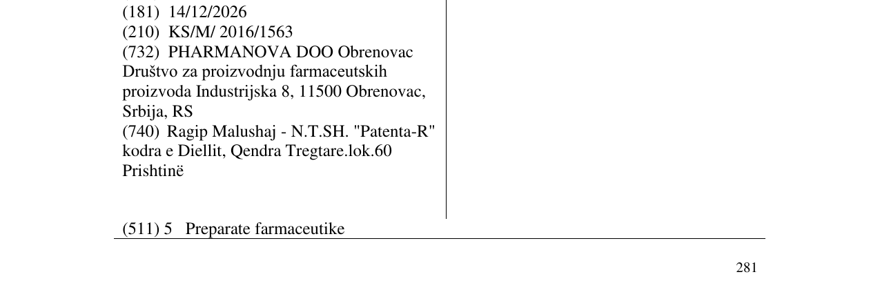 Zëri i markës GYNKGOBIL në buletin