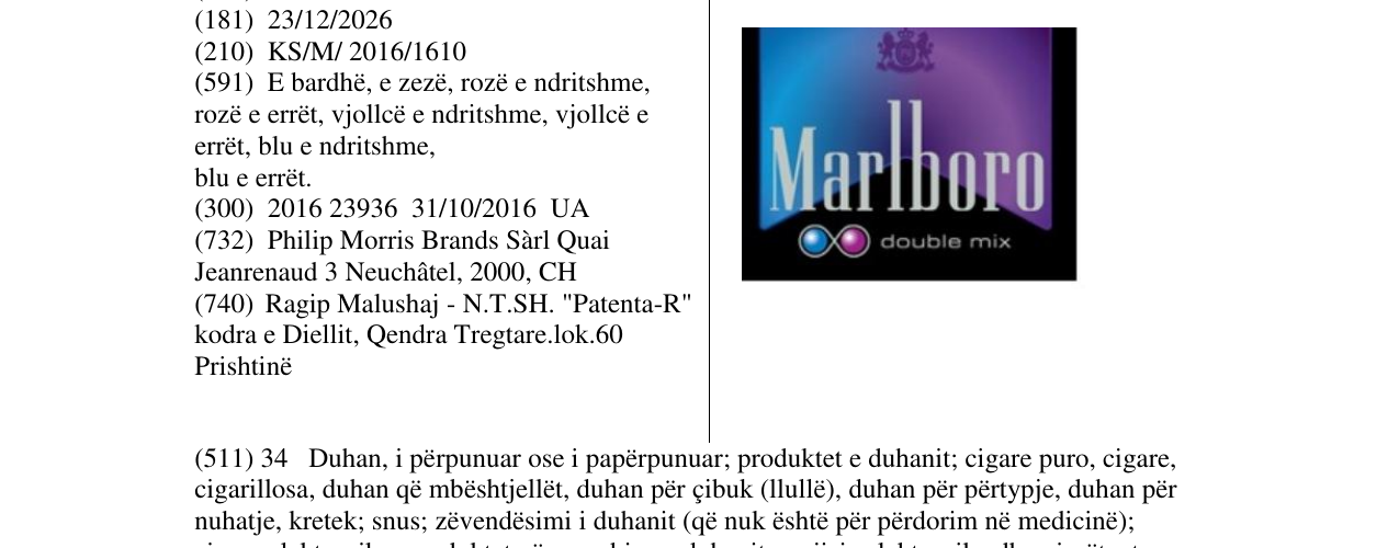 Zëri i markës Marlboro në buletin