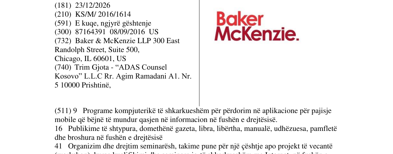 Zëri i markës Baker McKenzie. në buletin