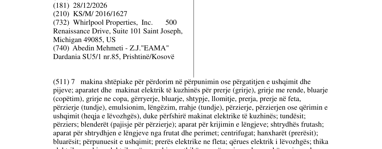 Zëri i markës WHIRLPOOL në buletin