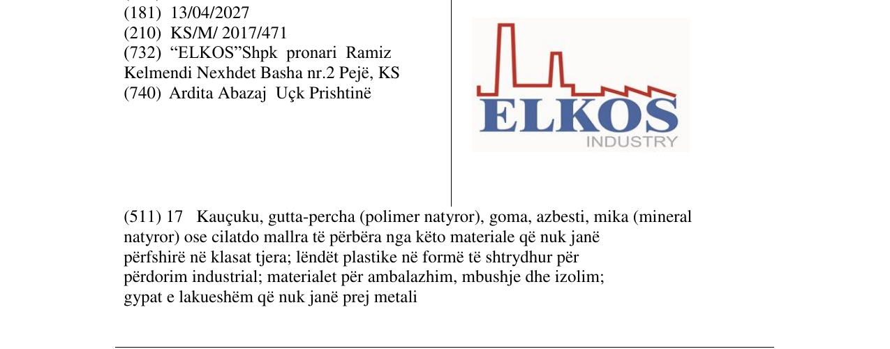 Zëri i markës ELKOS INDUSTRY në buletin