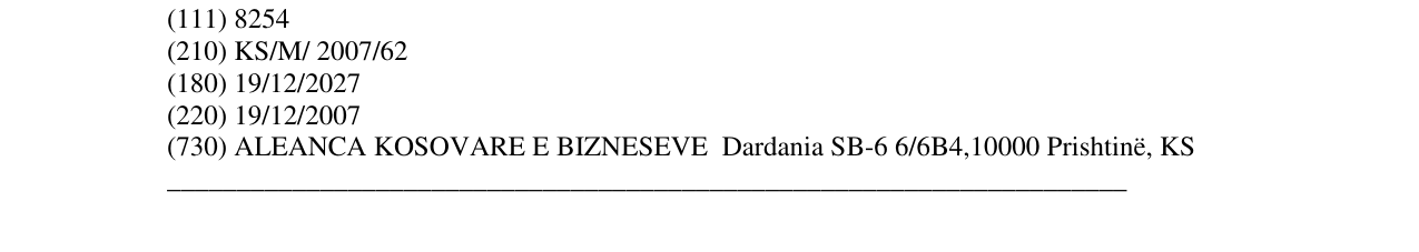 Zëri i markës AKB ALEANCA KOSOVARE E BIZNESEVE në buletin