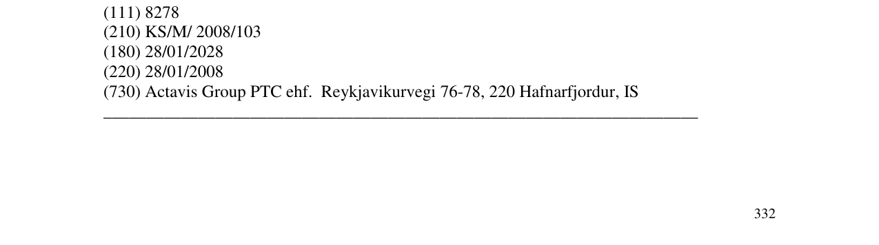 Zëri i markës ACTAVIS në buletin