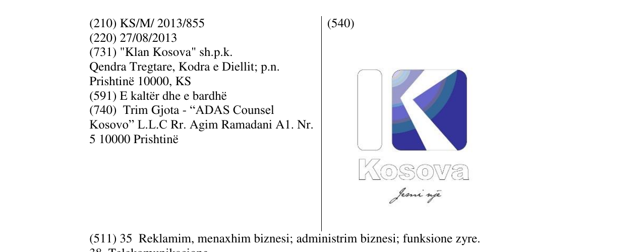 Zëri i markës K Kosova në buletin