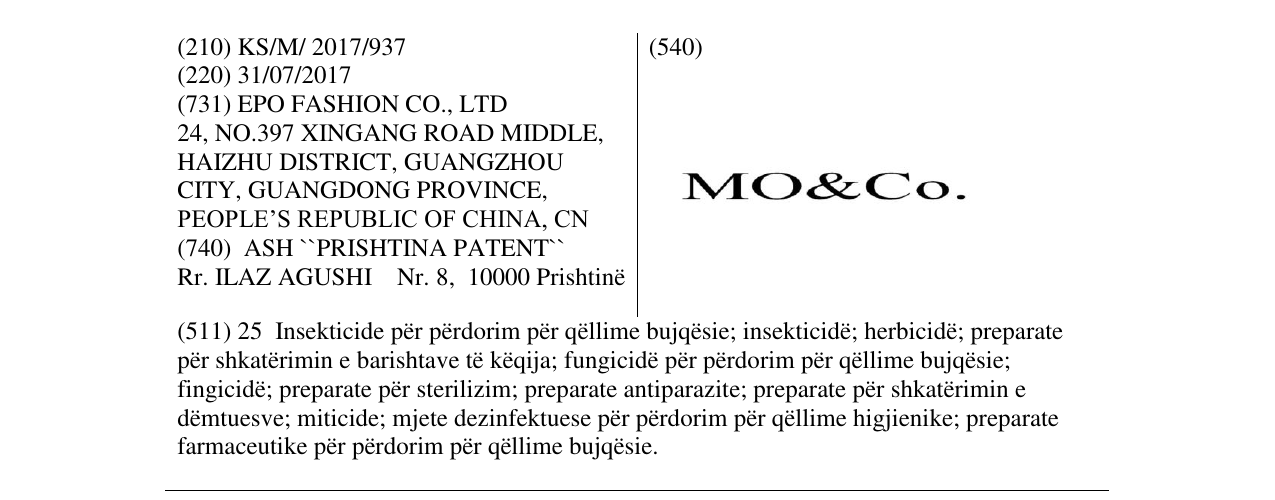 Zëri i markës Mo&Co në buletin