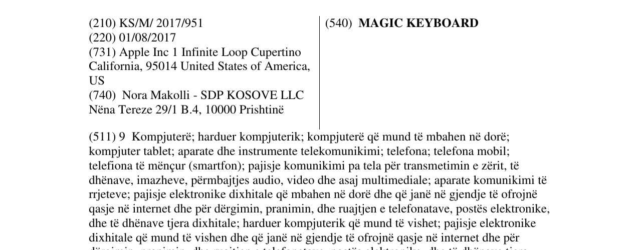 Zëri i markës MAGIC KEYBOARD në buletin