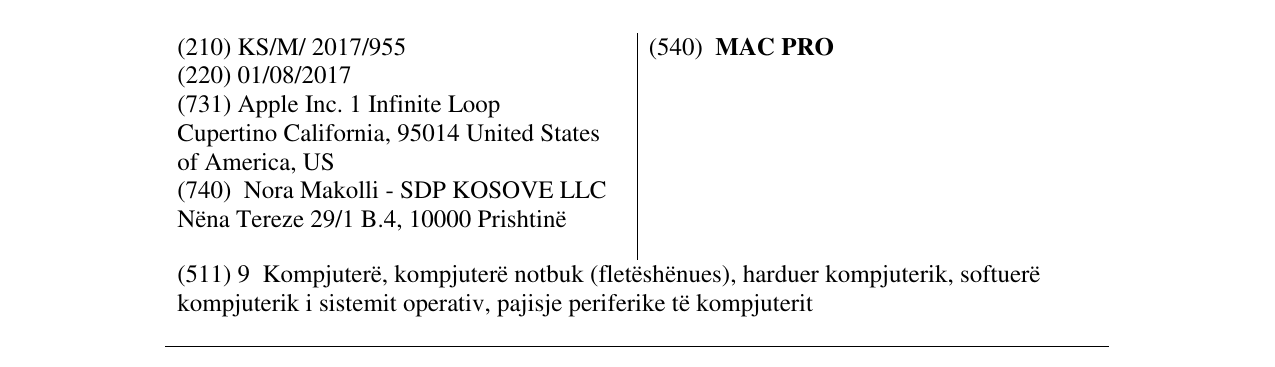 Zëri i markës MAC PRO në buletin