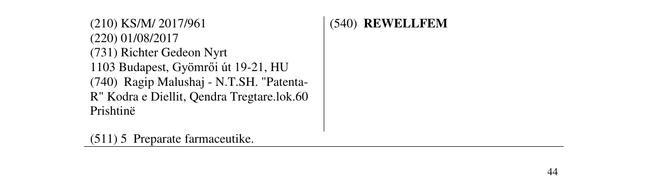 Zëri i markës REWELLFEM në buletin