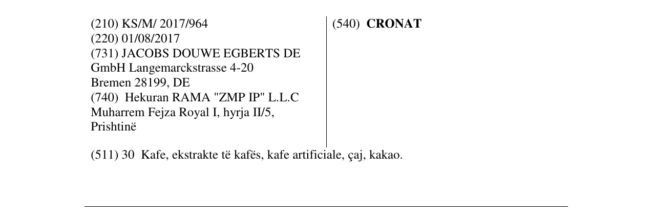 Zëri i markës CRONAT në buletin