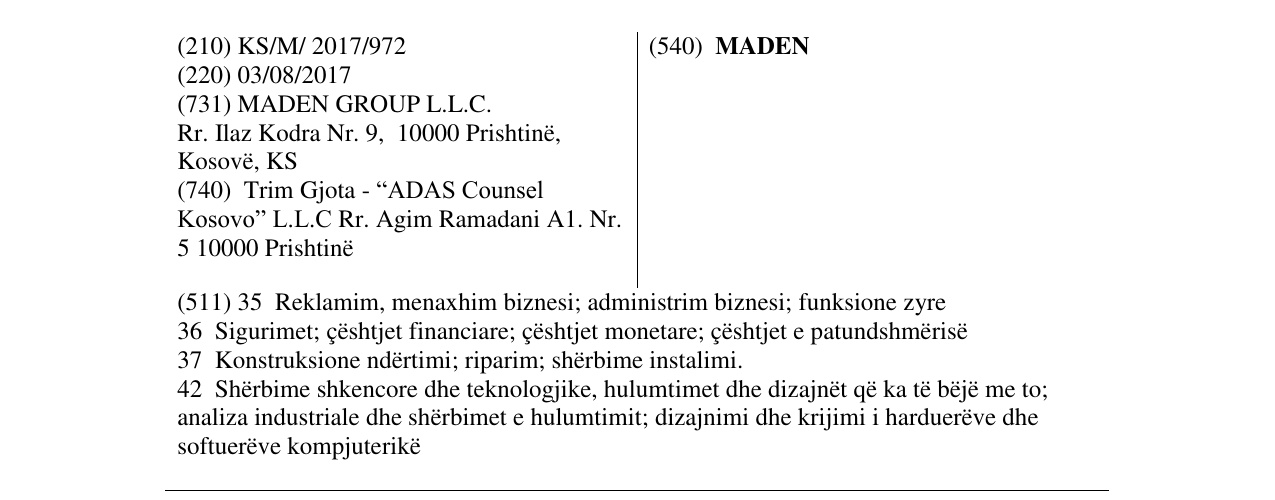Zëri i markës MADEN në buletin