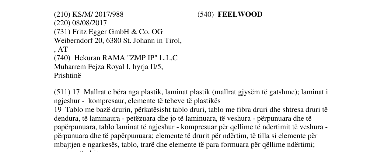 Zëri i markës FEELWOOD në buletin