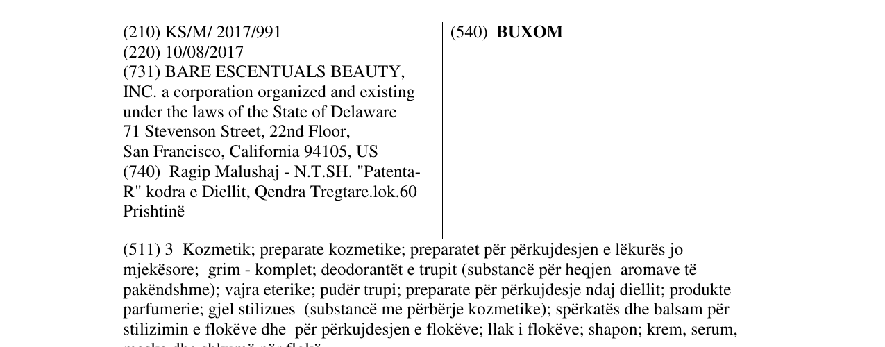 Zëri i markës BUXOM në buletin