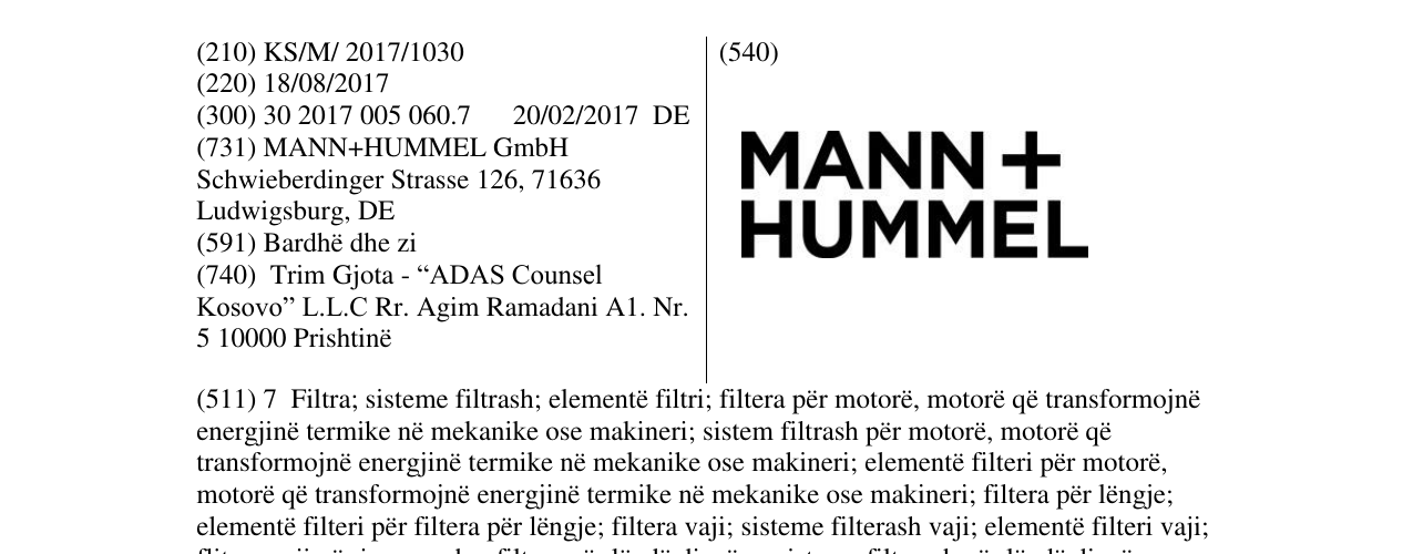 Zëri i markës MANN + HUMMEL në buletin