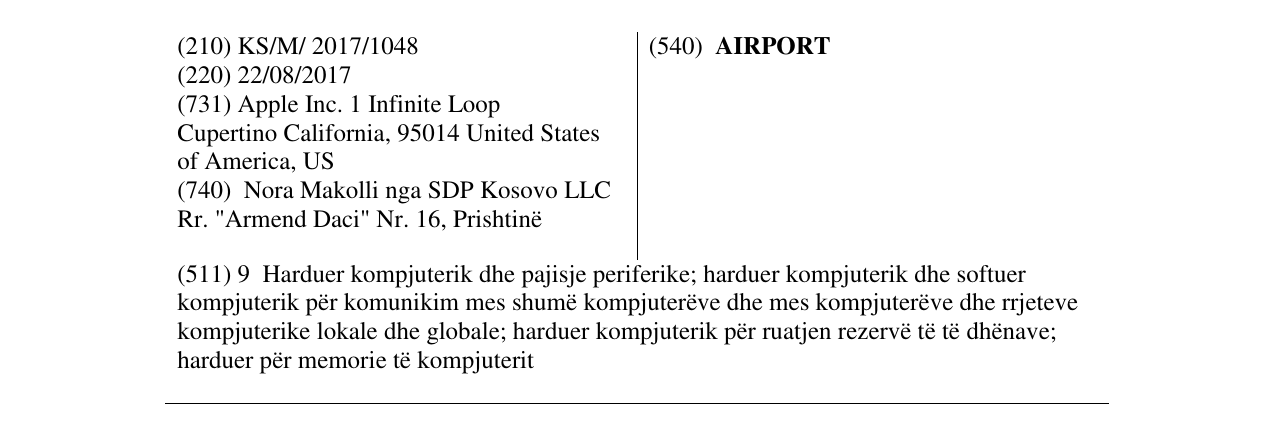 Zëri i markës AIRPORT në buletin