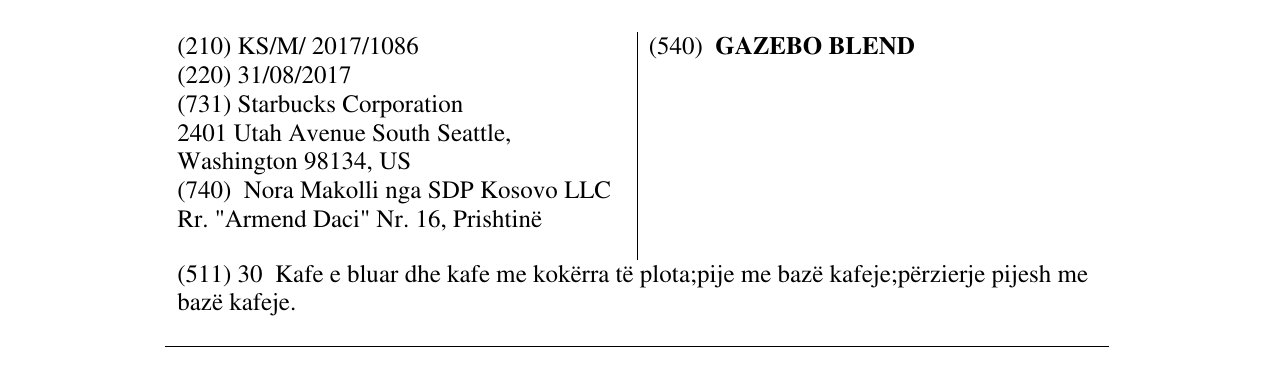 Zëri i markës GAZEBO BLEND në buletin