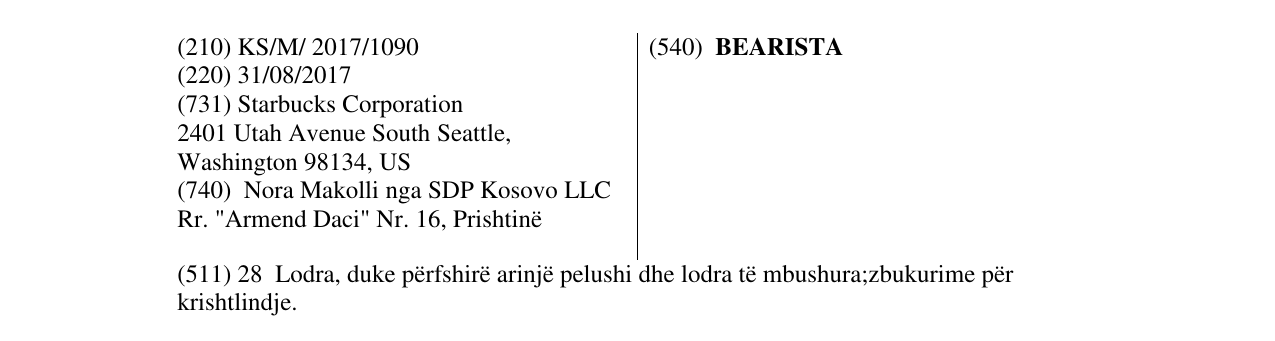 Zëri i markës BEARISTA në buletin