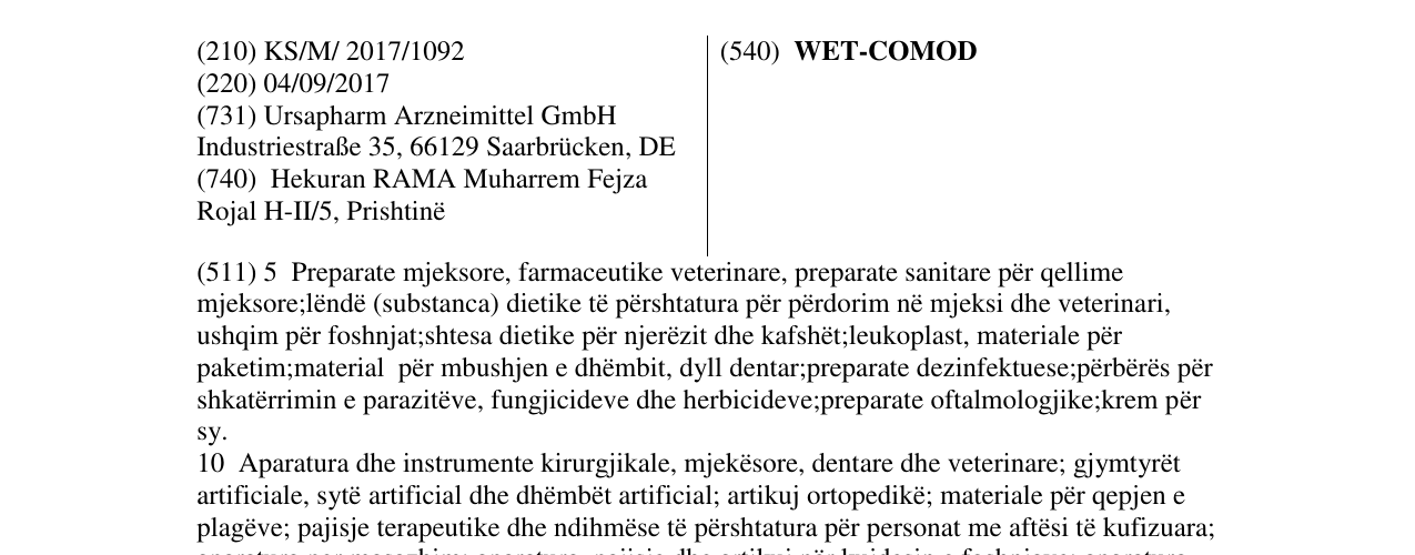 Zëri i markës WET-COMOD në buletin