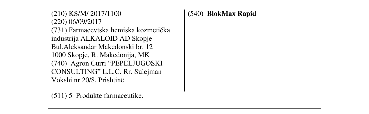 Zëri i markës BlokMax Rapid në buletin