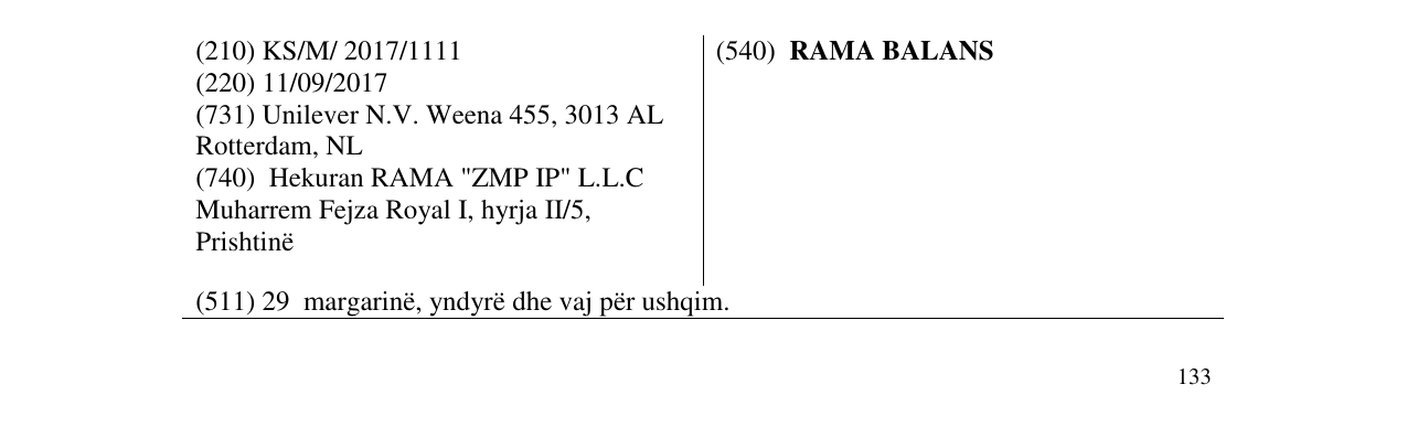 Zëri i markës RAMA BALANS në buletin