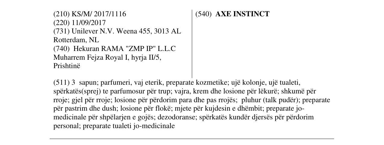 Zëri i markës AXE INSTINCT në buletin