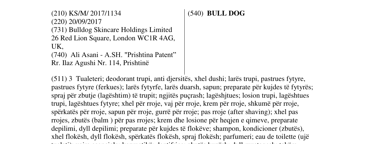 Zëri i markës BULL DOG në buletin