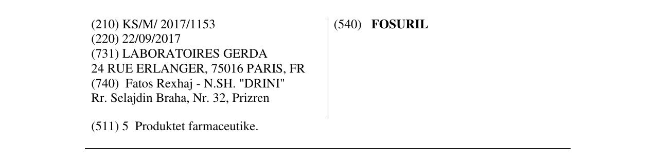 Zëri i markës FOSURIL në buletin