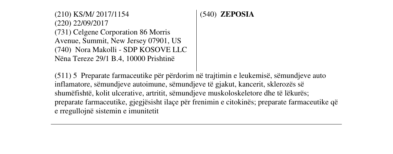 Zëri i markës ZEPOSIA në buletin