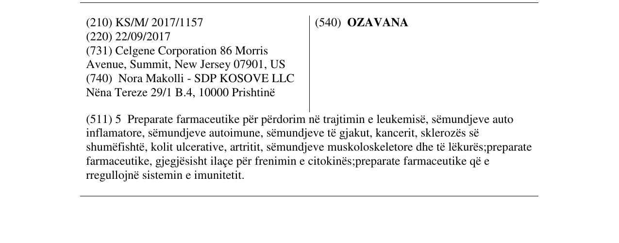 Zëri i markës OZAVANA në buletin