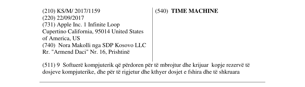 Zëri i markës TIME MACHINE në buletin