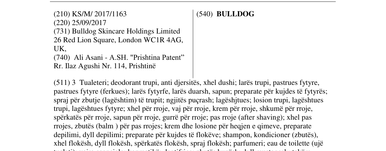 Zëri i markës BULLDOG në buletin