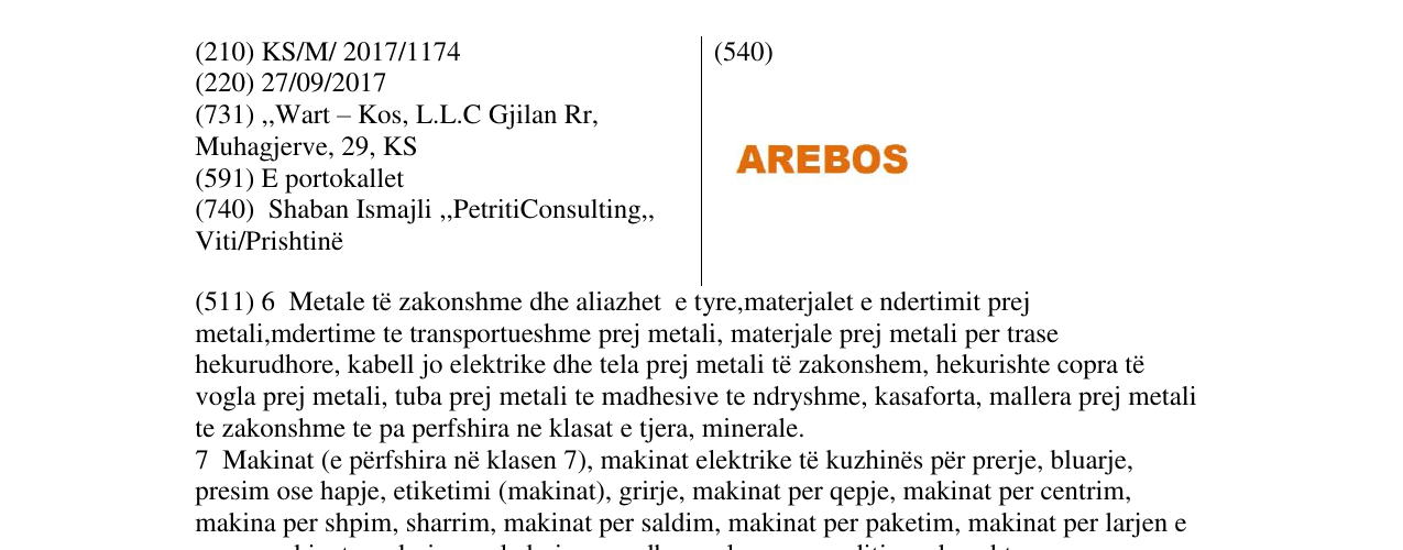 Zëri i markës AREBOS në buletin