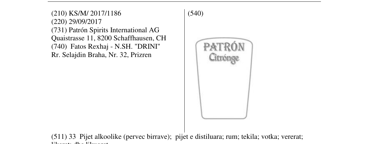 Zëri i markës PATRON Citronge në buletin