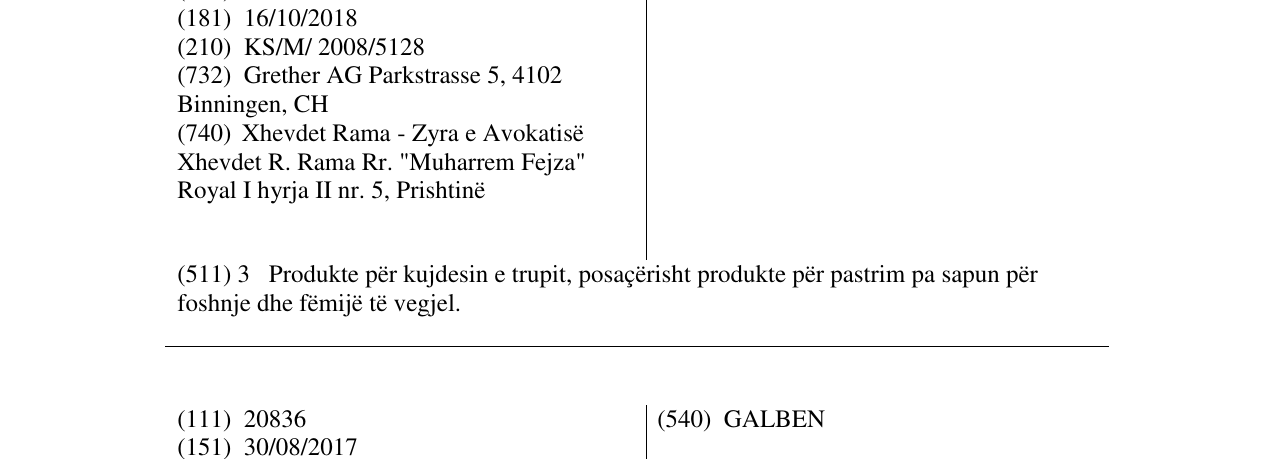 Zëri i markës KOSILI në buletin