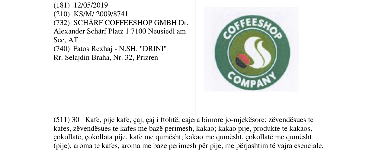 Zëri i markës COFFEESHOP COMPANY në buletin