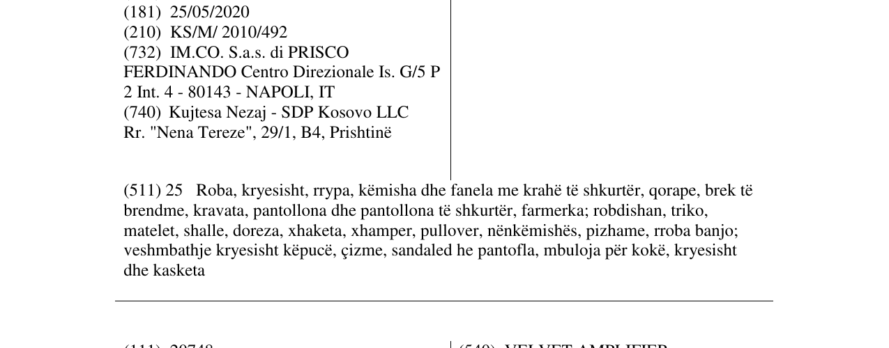 Zëri i markës FRACOMINA në buletin