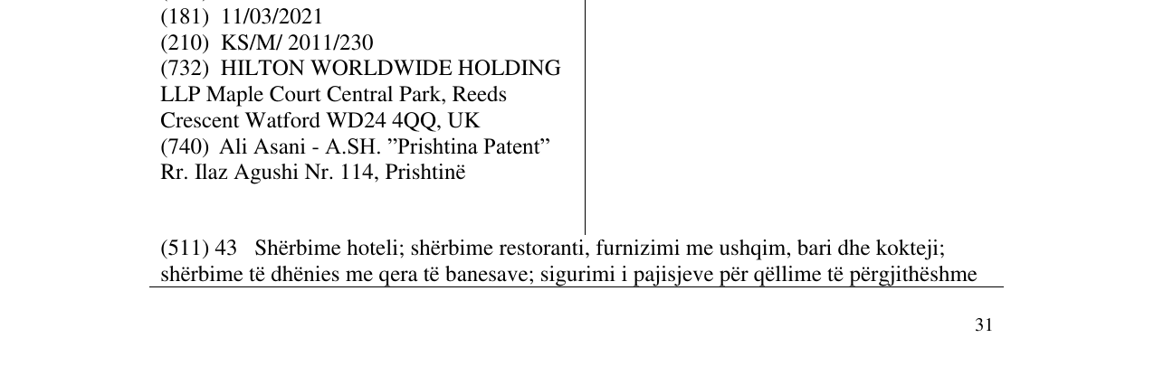 Zëri i markës DOUBLETREE BY HILTON në buletin