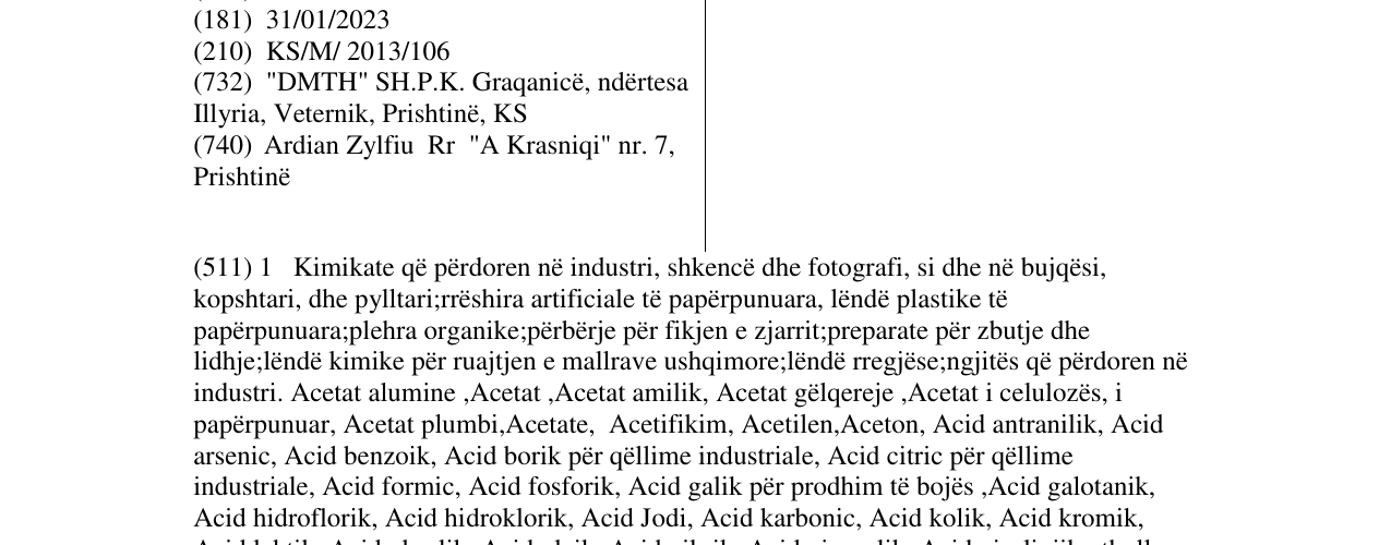 Zëri i markës MONETA në buletin